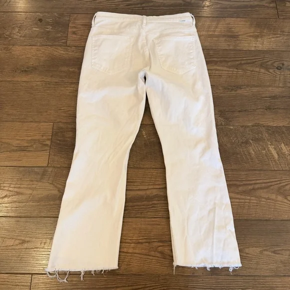 Mother The Insider Crop Step Fray in White Size 30